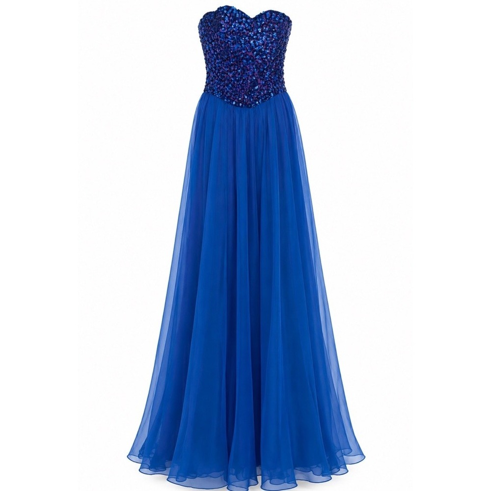 Vintage Mike Benet Formals Purple Blue Sequin Beaded Chiffon Layered Gown Size 8